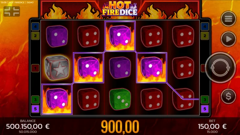 Hot Fire Dice - base game and expanding Fire Blaze symbol